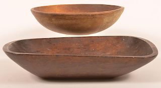 19th Century Wooden Trencher and Bowl.
