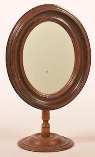 Victorian Walnut Adjustable Oval Mirror.