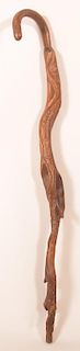 19th Century Folk Art carved Walking Stick.