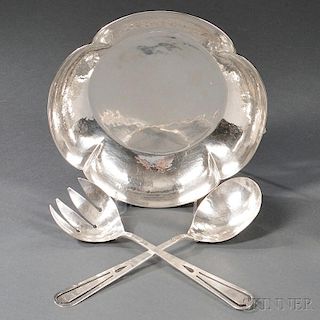 Lebolt & Co. Bowl and a Franklin Porter Serving Fork and Spoon