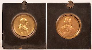 Pair of Stamped Brass Miniature Portraits.