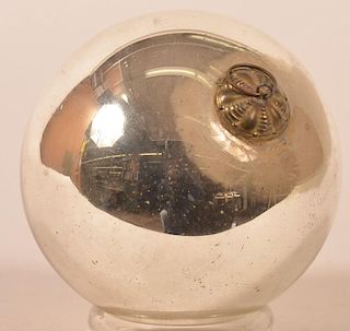 Silver Blown Glass Ball Form German Kugel.