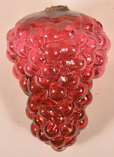 German Red Glass Cluster of Grapes Kugel.