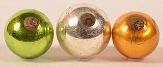 3 Antique Blown Glass Ball Form German Kugels.