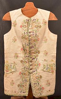 Early 18th Century Embroidered Linen Waistcoat.