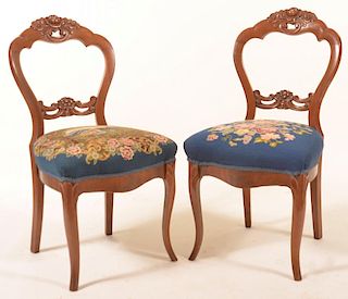 Pair of Victorian Walnut Side chairs.