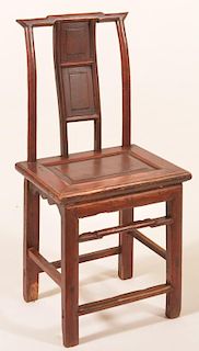 Oriental Mixed Wood Side chair with old Red Stain.