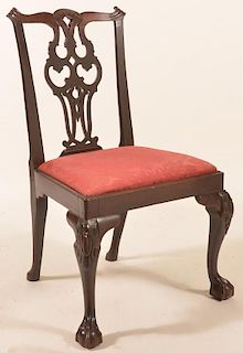 Chippendale Style Mahogany. Splat Back Side chair.