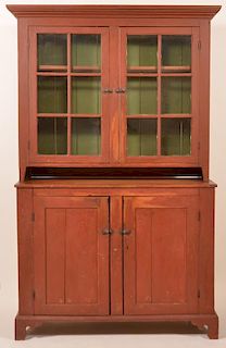 PA Federal Softwood Two Part Dutch Cupboard.