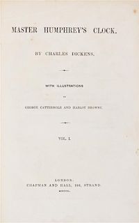 DICKENS, CHARLES. Master Humphrey's Clock. London, 1840. 3 vols.  First edition in book form.
