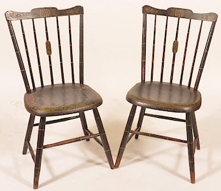 Pair of Windsor Bamboo Turned Side chairs.