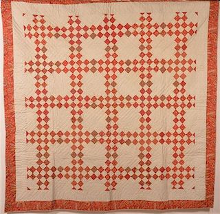 Antique Diamond Block Pattern Patchwork Quilt.