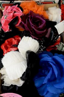 Two box lots of Camelia Rose flower corsage /  pin / brooches including Givenchy, Eve Reird, etc.