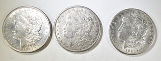 1921 P,D,S MORGAN DOLLARS XF OR BETTER
