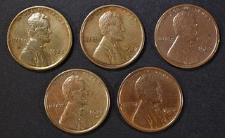 (5) 1922-D LINCOLN CENTS  XF
