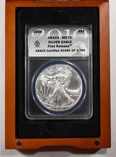2010 SILVER EAGLE FIRST RELEASE ANACS MS 70
