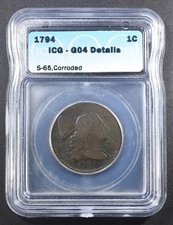 1794 LARGE CENT HEAD OF 74  ICG G-4 DETAILS -