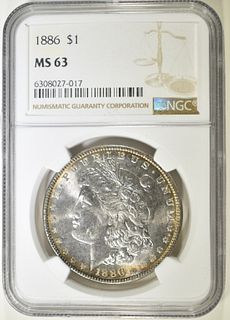 1886 MORGAN DOLLAR  NGC MS-63