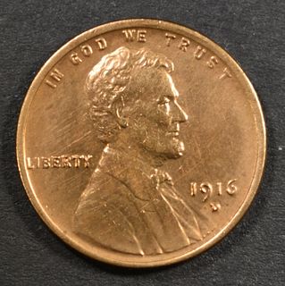 1916-D LINCOLN CENT CH BU RED