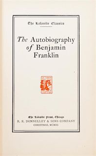 (LAKESIDE PRESS) Two first editions: The Autobiography of Benjamin Franklin and Inaugural Addresses... Chicago, 1903-1904.