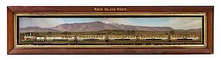 * (CHICAGO, RAILROAD) Chicago, Rock-Island & Pacific - Rocky Mountain Limited... Reverse glass and mother of pearl inlaid sign,
