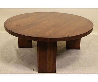 ROUND BURNT FRUITWOOD COFFEE TABLE