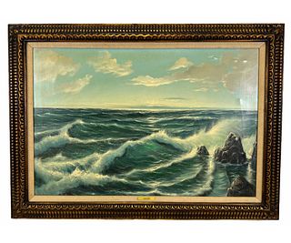 SEASCAPE BY A. CANZINI OIL ON CANVAS PAINTING