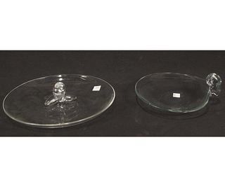 TWO STEUBEN CRYSTAL PLATES
