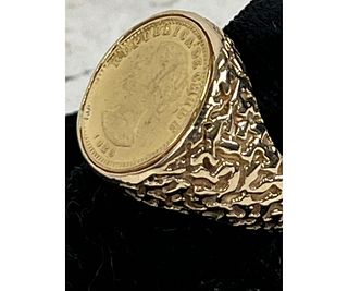 20kt GOLD 1926 REPUBLIC OF CHILE 20 PESO COIN RING