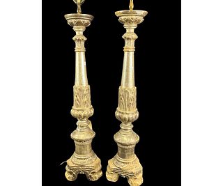 PAIR OF 18th CENTURY CANDLESTICKS NOW LAMPS