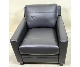 LEATHER ITALIA GRAY LEATHER CLUB CHAIR