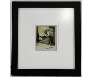 SITTING ON STEPS SIGNED POLAROID ANDY WARHOL