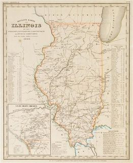 * (ILLINOIS) Diagram of the State of Illinois... St. Louis, 1849.  Lithograph map, with one other engraved map of Illinois.