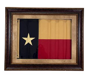 HAND STITCHED TEXAS FLAG IN FRAME