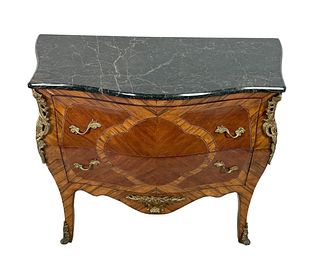 FRENCH BOMBE STYLE MARBLE TOP CHEST