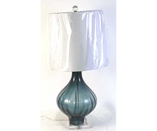 CONTEMPORARY BLUE MURANO GLASS LAMP