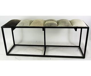 EBONIZED METAL AND COWHIDE BENCH