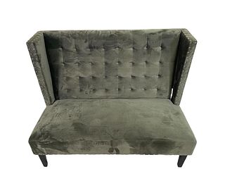 CONTEMPORARY BUTTON-TUFTED LOVESEAT