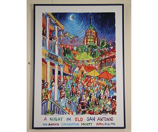 FRAMED A NIGHT IN OLD SAN ANTONIO POSTER 1996