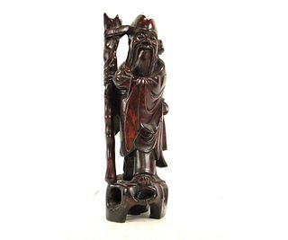 CHINESE ROSEWOOD CARVED FIGURE