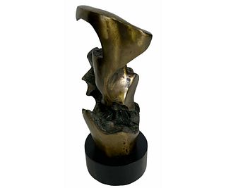 ABSTRACT BRONZE SCULPTURE ON MARBLE BASE