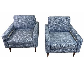 PAIR OF OLAF CONTEMPORARY UPHOLSTERED ARMCHAIRS