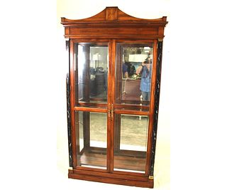 PAIR OF VINTAGE MIRRORED BACK DISPLAY CABINETS