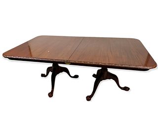 CHIPPENDALE DOUBLE PEDESTAL MAHOGANY TABLE