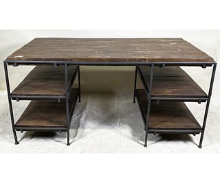 CONTEMPORARY WOOD LINED SIMIEN GUNMETAL DESK