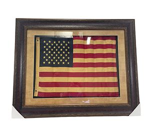 HAND STITCHED AMERICAN FLAG FRAMED