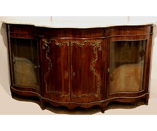 19th CENTURY FRENCH ROSEWOOD MARBLE TOP SIDEBOARD