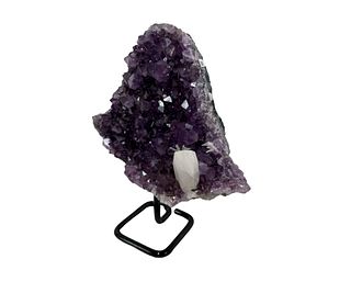 AMETHYST CLUSTER WITH QUARTZ ON STAND