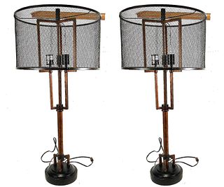 PAIR OF MODERN WIRE TABLE LAMPS