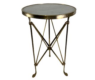 ROUND MARBLE TOP BRASS LEGGED ACCENT TABLE